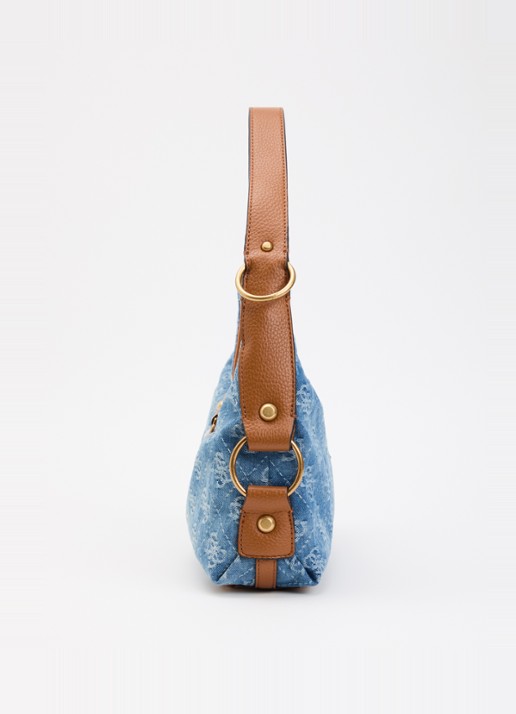 GUESS Camden Large schoudertas van denim met logoprint - detail 3 staalblauw