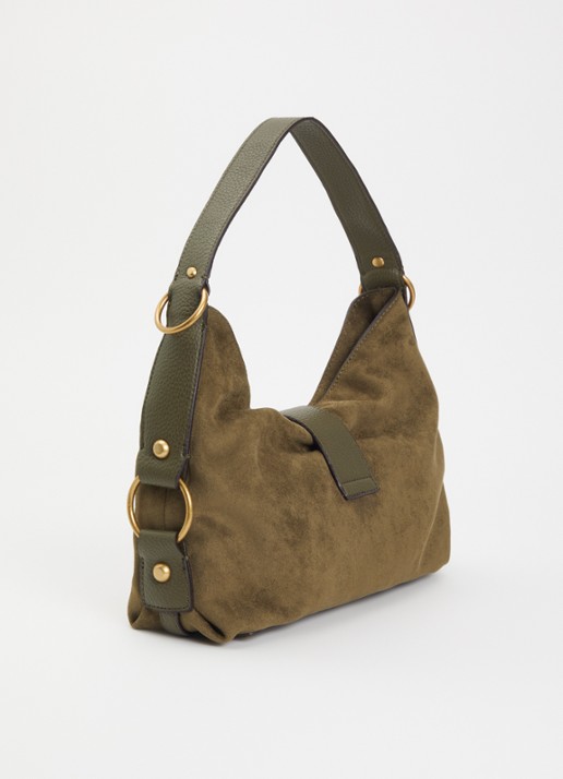 GUESS Camden schoudertas met logo - achterkant olijfgroen