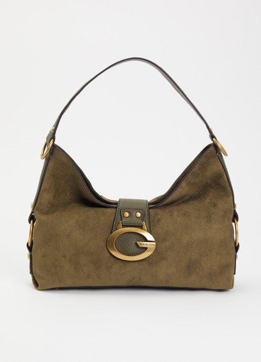 GUESS Camden schoudertas met logo - voorkant 2 olijfgroen