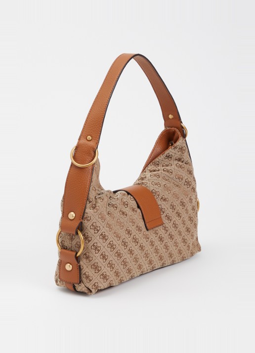 GUESS Camden schoudertas met logoprint - achterkant 4 beige