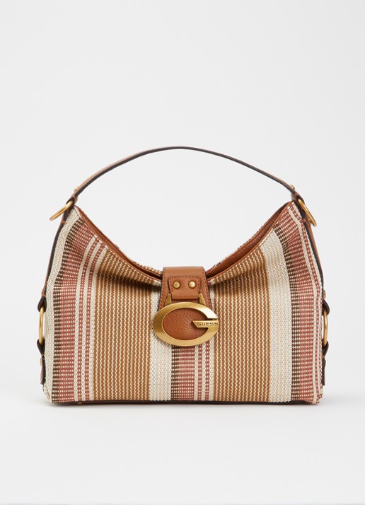 GUESS Camden schoudertas met streepprint en logo