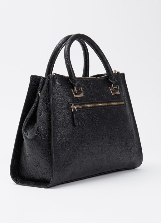 GUESS Cresidia handtas met logo en afneembare schouderriem - achterkant 7 zwart