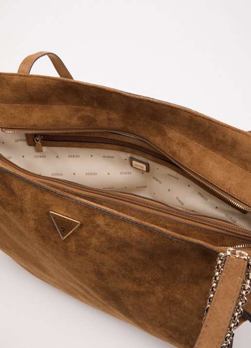 GUESS Devon 3 schoudertas met tasbedel - detail 3 cognac