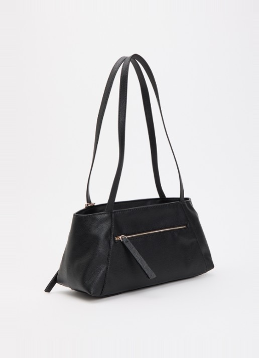 GUESS Devon schoudertas met logo en tasbedel - achterkant 2 zwart