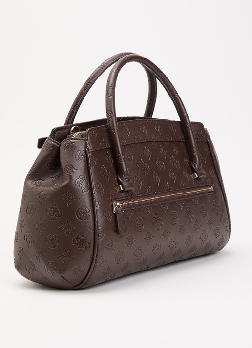 GUESS Diana handtas met logoprint en afneembare schouderriem - achterkant 5 chocoladebruin