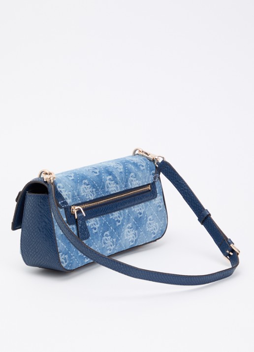 GUESS Dovie schoudertas van denim met logo print  - achterkant 4 indigo