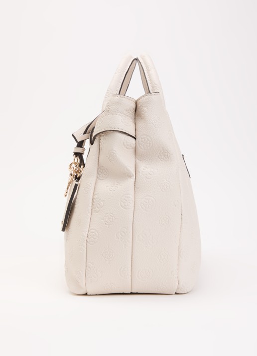 GUESS Ella handtas met logoprint en afneembare schouderriem - detail 4 creme