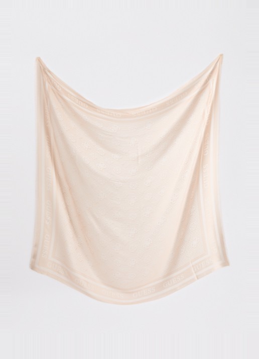 GUESS Ella Kefiah sjaal met logo 130 x 130 cm  - detail 2 beige
