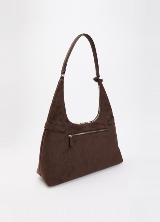 GUESS Ella schoudertas met logo en tasbedel - achterkant 5 donkerbruin