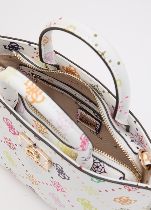 GUESS Emelie Mini handtas met logoprint en afneembare schouderriem - detail 2 wit