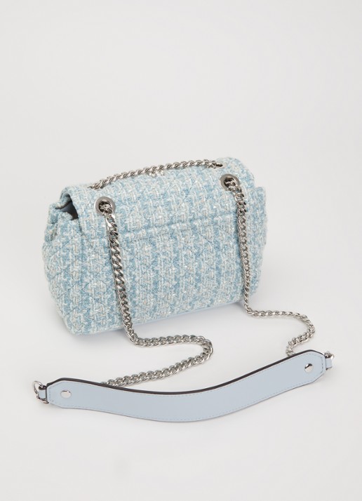 GUESS Everlee schoudertas met tweed-look - achterkant 4 blauw