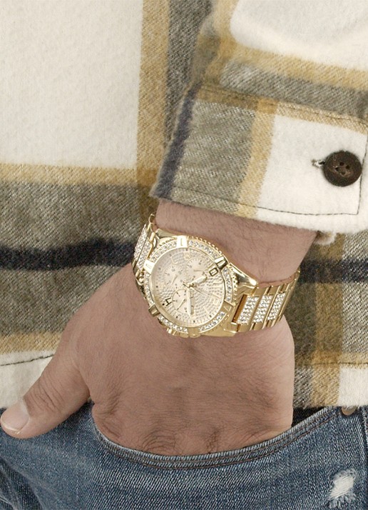 GUESS Frontier Sport Steel horloge W0799G2 - detail goud