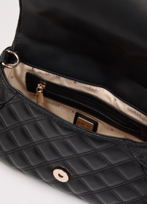 GUESS Giully II handtas met quilt patroon en afneembare schouderriem - detail 4 zwart