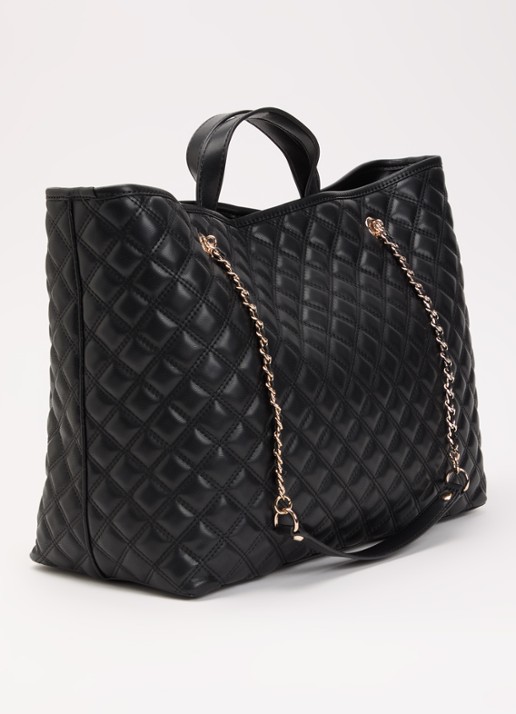 GUESS Giully II Large shopper met quilt patroon en uitneembaar etui - achterkant 5 zwart