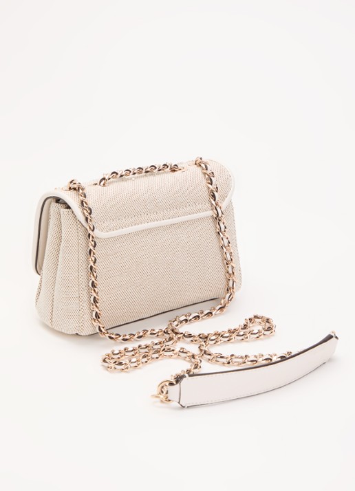 GUESS Giully II Mini crossbodytas met pailletten  - achterkant beige