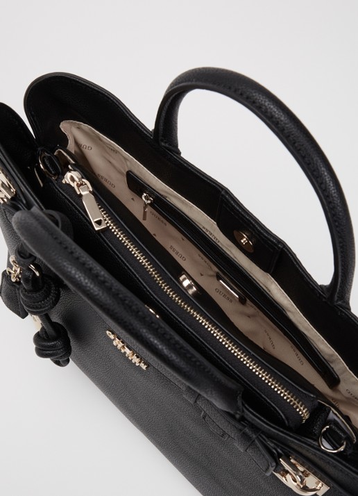 GUESS Gregoria handtas met logo en afneembare schouderriem - detail 4 zwart