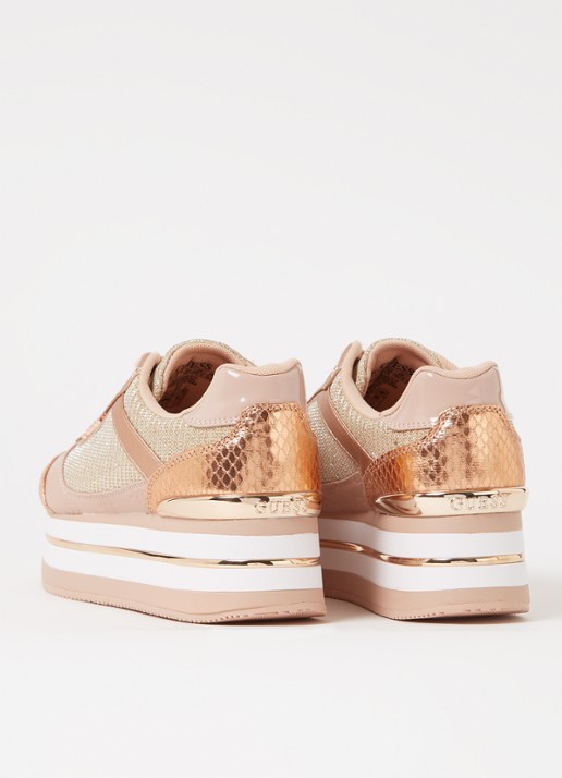 GUESS Hansin sneaker met plateauzool en lurex - detail 3 zalmroze