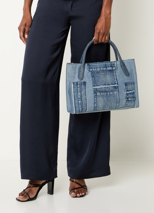 GUESS Jodi handtas van denim met afneembare schouderriem - voorkant 7 indigo