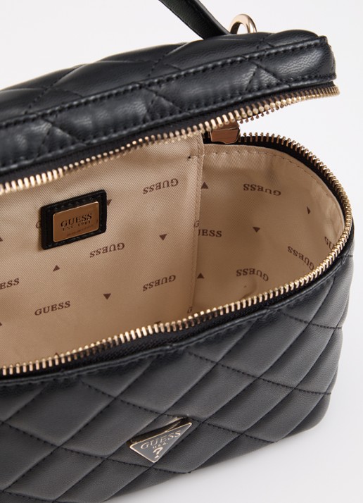 GUESS Juliet Canister handtas met quilt patroon en afneembare schouderriem - detail 3 zwart