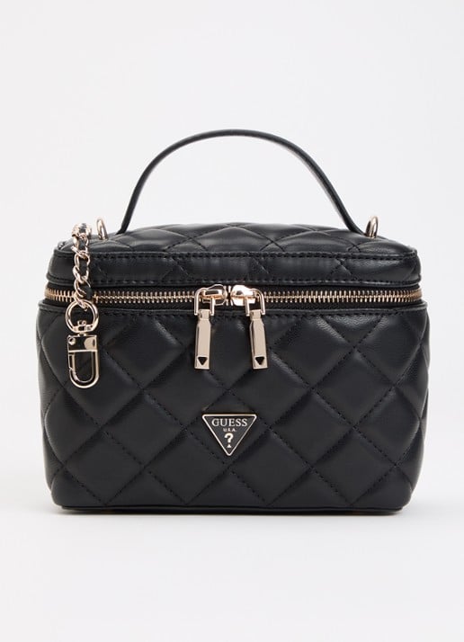 GUESS Juliet Canister handtas met quilt patroon en afneembare schouderriem - voorkant 2 zwart
