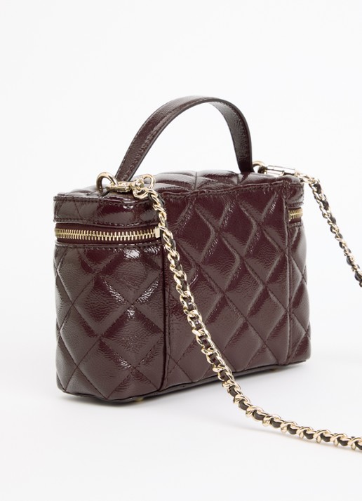 GUESS Juliet Canister handtas met quilt patroon en afneembare schouderriem - achterkant 5 bordeauxrood