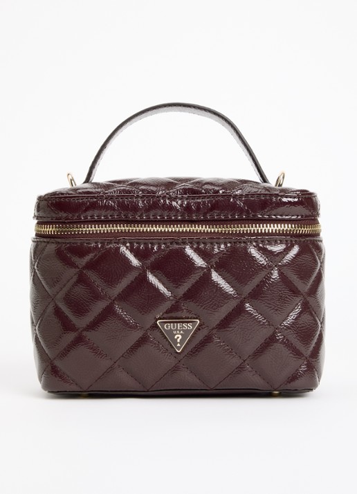 GUESS Juliet Canister handtas met quilt patroon en afneembare schouderriem - voorkant 4 bordeauxrood