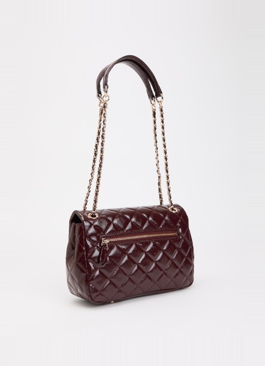 GUESS Juliet crossbodytas met quilt patroon - achterkant 2 bordeauxrood