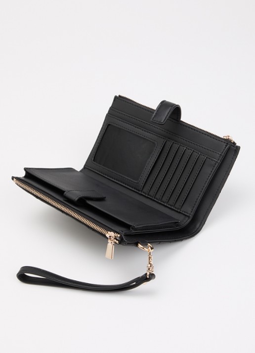 GUESS Juliet portemonnee met quilt patroon - voorkant 3 zwart