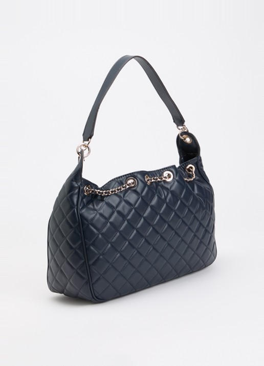GUESS Juliet schoudertas met quilt patroon - achterkant 2 donkerblauw