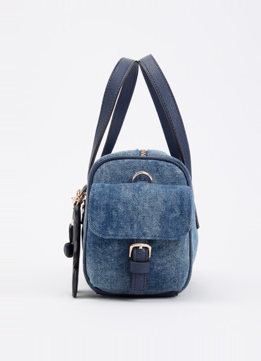 GUESS Kassie handtas van denim met tasbedel en afneembare schouderriem  - detail 6 indigo