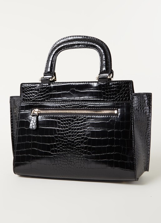 GUESS Katey handtas met crocostructuur - achterkant zwart