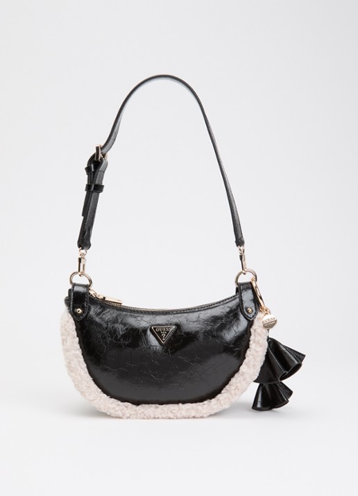 GUESS Katie schoudertas met glanzende finish en afneembare schouderriem