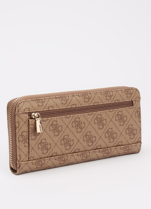 GUESS Laurel ritsportemonnee met logoprint - achterkant 3 lichtbruin