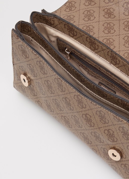 GUESS Leona Logo crossbodytas met logoprint  - detail 2 zand