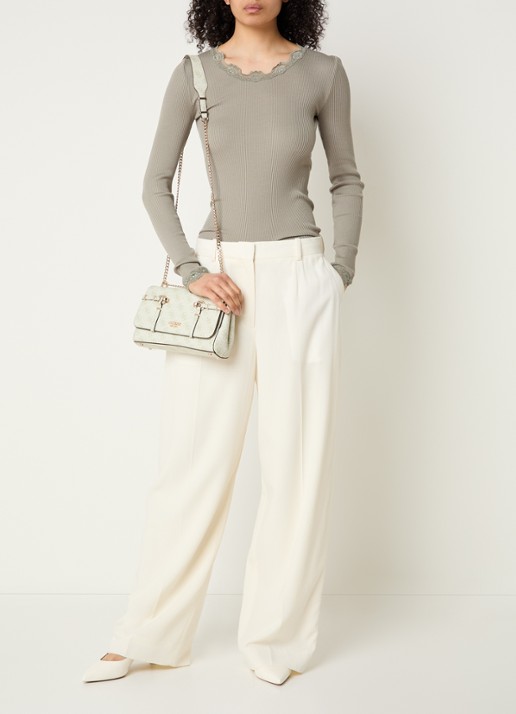GUESS Leona Logo crossbodytas met logoprint - voorkant 7 groen