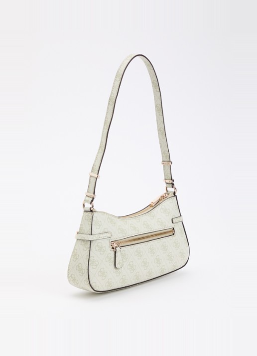 GUESS Leona logo schoudertas met logoprint  - achterkant lichtgroen