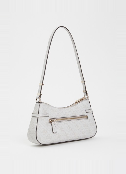 GUESS Leona schoudertas met logoprint - achterkant gebroken wit
