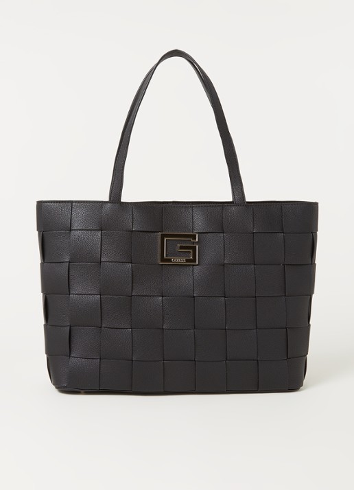GUESS Liberty City shopper met logo - voorkant zwart