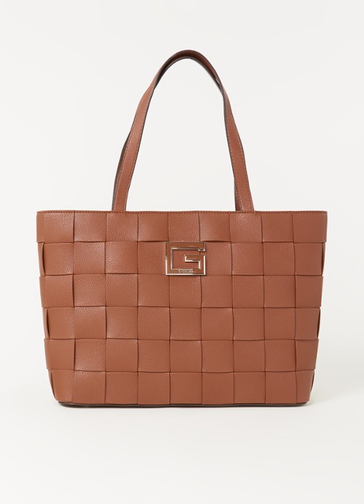 GUESS Liberty City shopper met logo - voorkant hazelnootbruin