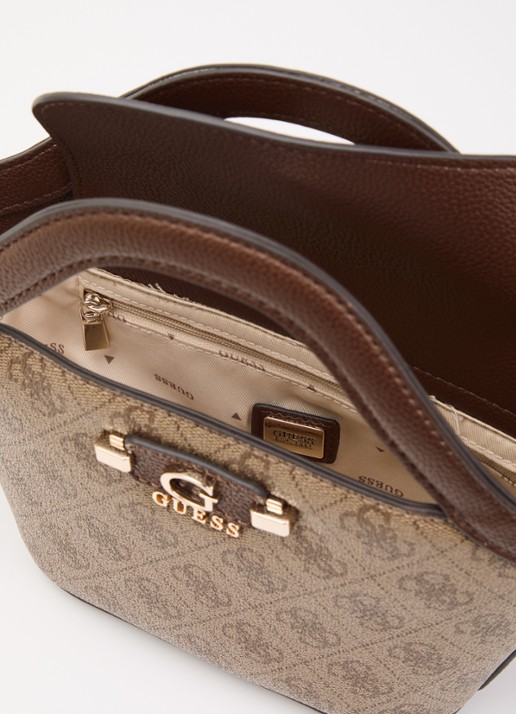 GUESS Lindsey Mini handtas met logoprint  - detail bruin
