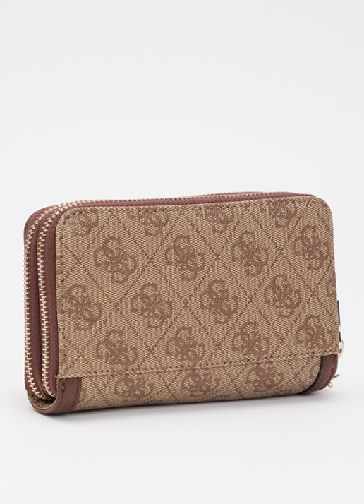 GUESS Lindsey portemonnee met logoprint  - achterkant hazelnootbruin