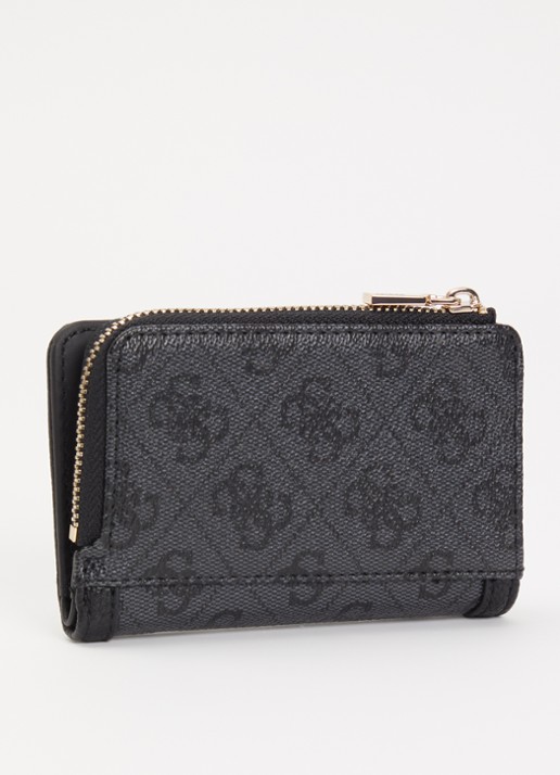 GUESS Lindsey portemonnee met logoprint - achterkant 2 antraciet