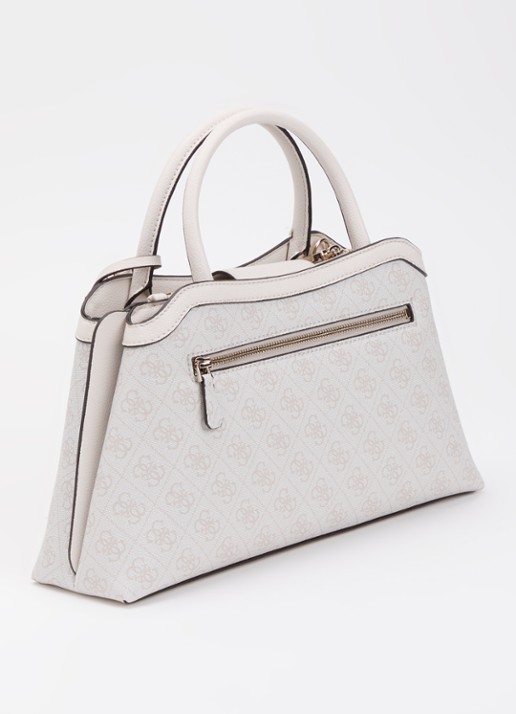 GUESS Lindsey schoudertas met logoprint en tasbedel  - achterkant 4 ivoor