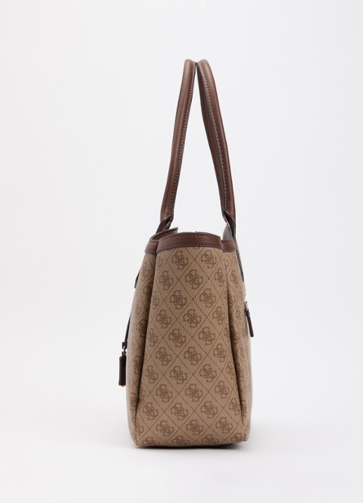GUESS Lindsey schoudertas met logoprint en tasbedel  - detail 4 hazelnootbruin