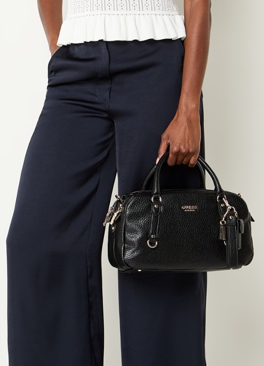 GUESS Marsha mini handtas met logo en tasbedel  - voorkant 4 zwart