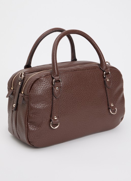 GUESS Marsha mini handtas met logo en tasbedel  - achterkant 7 donkerbruin