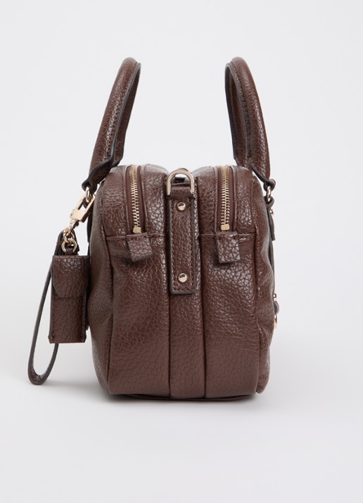 GUESS Marsha mini handtas met logo en tasbedel  - detail 5 donkerbruin