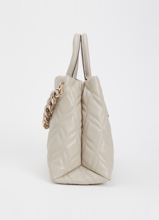 GUESS Maxine handtas met quilt patroon en afneembare schouderriem - detail 3 donkerbeige