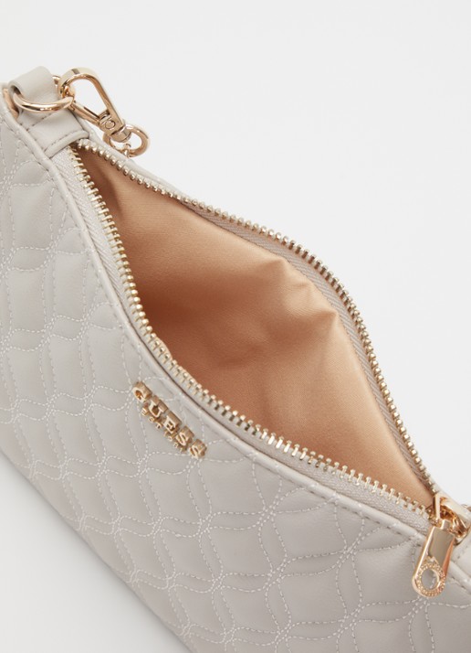 GUESS Maxine handtas met quilt patroon - detail 2 grijs