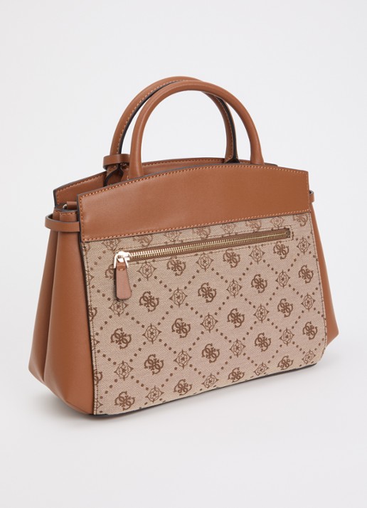 GUESS Melinda logo handtas met logoprint en tasbedel  - achterkant bruin